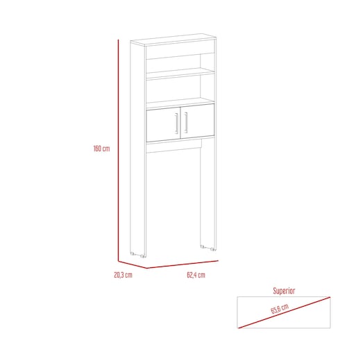 Mueble Ahorrador de espacio para baño con entrepaños Madrid color blanco.