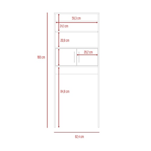 Mueble Ahorrador de espacio para baño con entrepaños Madrid color blanco.