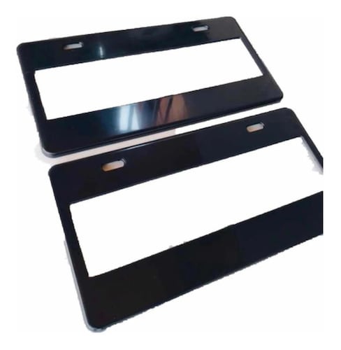 Juego De Porta Placas Tipo Europeo Negro Liso Universal 2 Piezas 