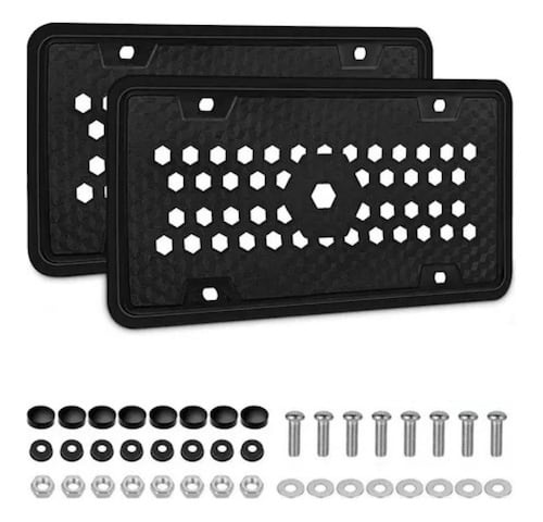 Juego De Porta Placas Universal Con Marco De Matrícula De Silicona Negro 2 Piezas 