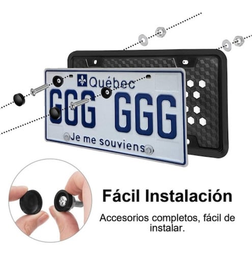 Juego De Porta Placas Universal Con Marco De Matrícula De Silicona Negro 2 Piezas 