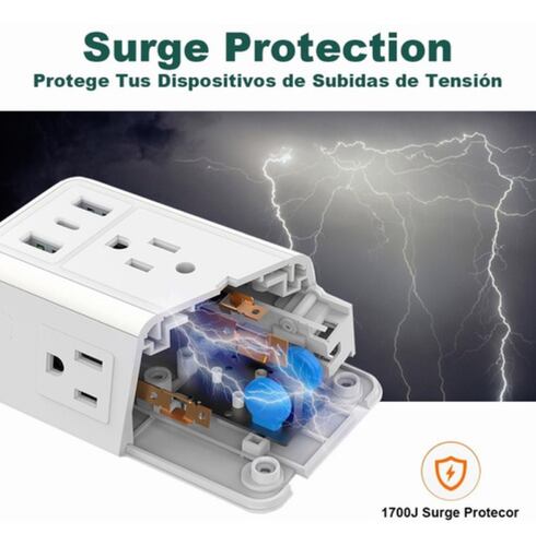 Regleta Enchufe Con 6 Enchufes Y 3 Usb Blanca 