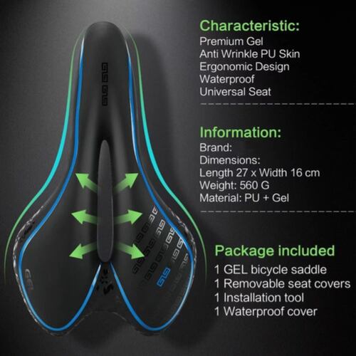 Asiento De Bicicleta De Gel Cómo Impacto Con Luz Azul