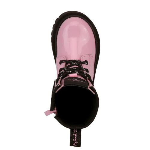 Botín tipo militar de Minnie color rosa, estampado, mod. 1110030