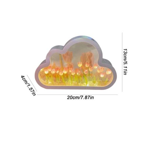 Luz Lámpara Noche Flor Tulipanes Nube Con Espejo Romántica