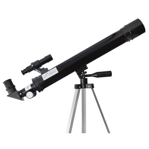 Telescopio refractor con montura altazimutal 600 x 50 mm, color negro.