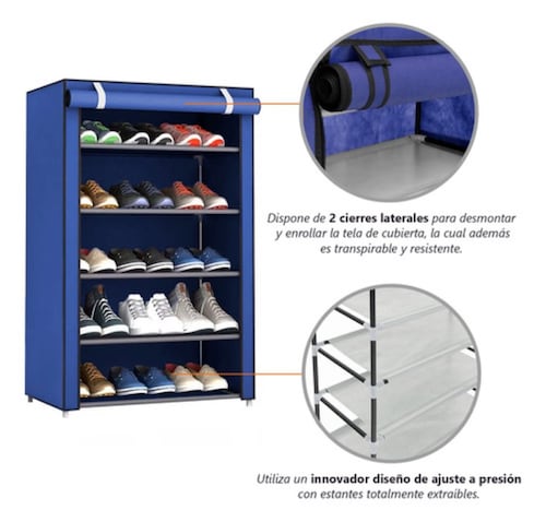 Zapatera Multiusos 5 Niveles Azul Rey