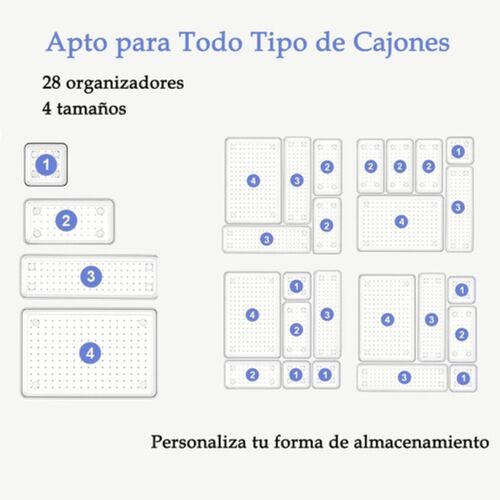 Organizadores De Cajones de Acrilico 28 piezas Transparentes 