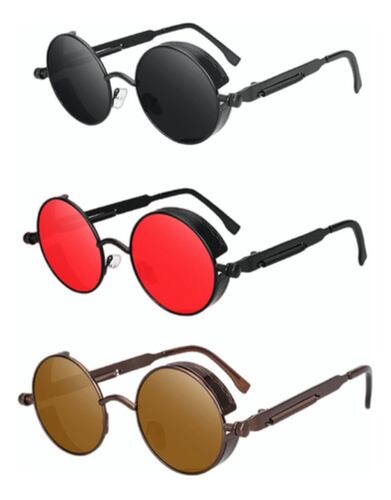 Lentes Sol Uv-400 Gafas Redondos Unisex 3 Piezas 