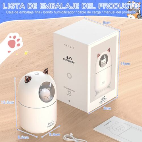 Humidificador Difusor De Aceite De Aromas Diseño de Gatito Blanco