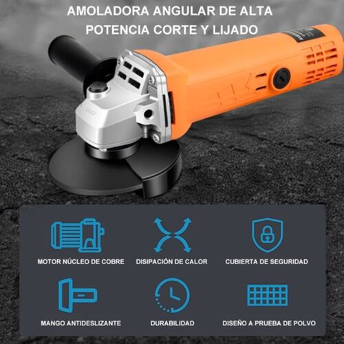 Mini Esmeriladora Angular Pulidora 860 W 127v +10 Accesorios Naranja 