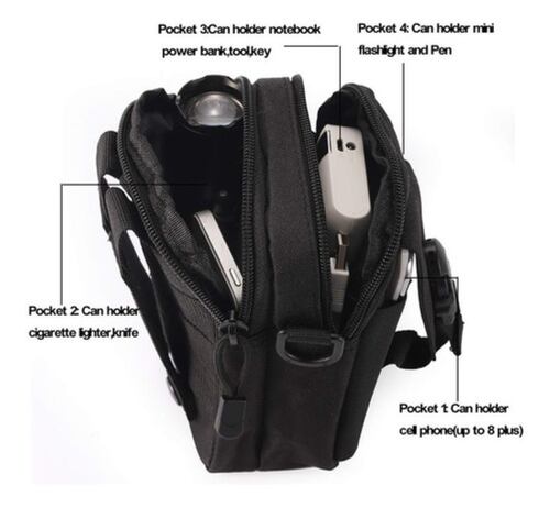 Bolso Bandolera Porta Celular Multiusos Negra