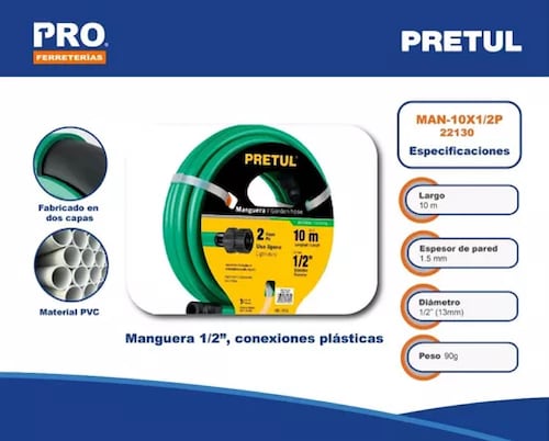Manguera 2 Capas Para Agua 1/2'x 10m 22130