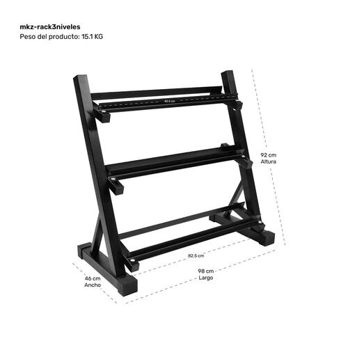 Rack Mancuernas Pesas 3 Niveles Gym Barras Soporte 450kg 