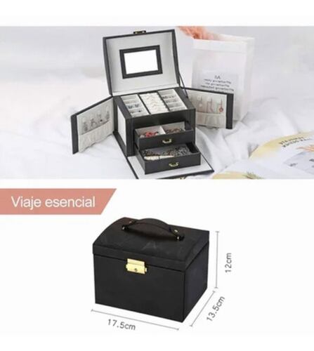 Cajas De Exhibición De Joyero Organizador De 3 Capas Negro