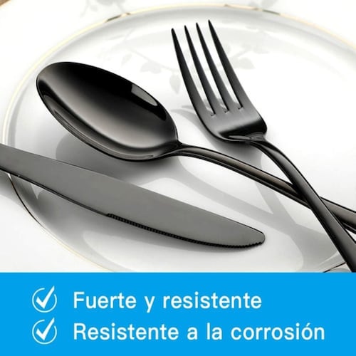 Juego De Cubiertos De Acero Inoxidable Negro 30pz