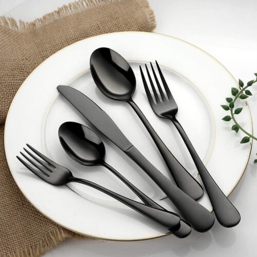 Juego De Cubiertos De Acero Inoxidable Negro 30pz