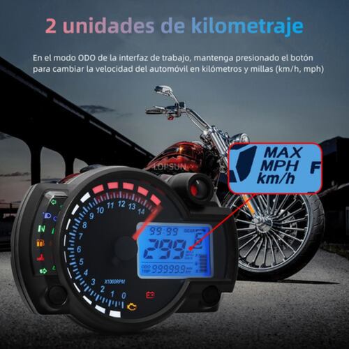 Velocímetro Moto Tablero Universal Digital Deportiva 7 Colo Negro Redondo