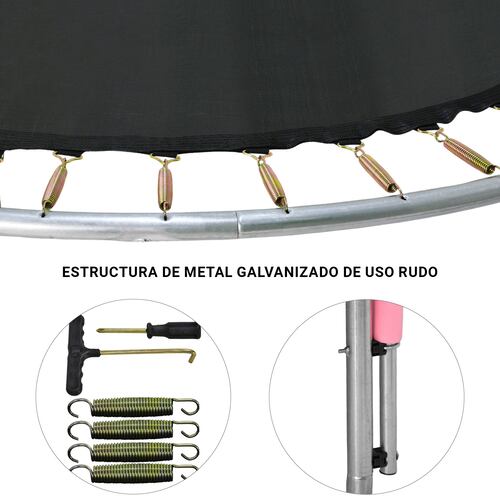 Trampolin Brincolin Tumbling 10 Pies Uso Rudo Red Seguridad Rosa