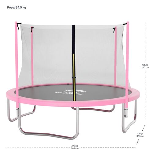 Trampolin Brincolin Tumbling 10 Pies Uso Rudo Red Seguridad Rosa