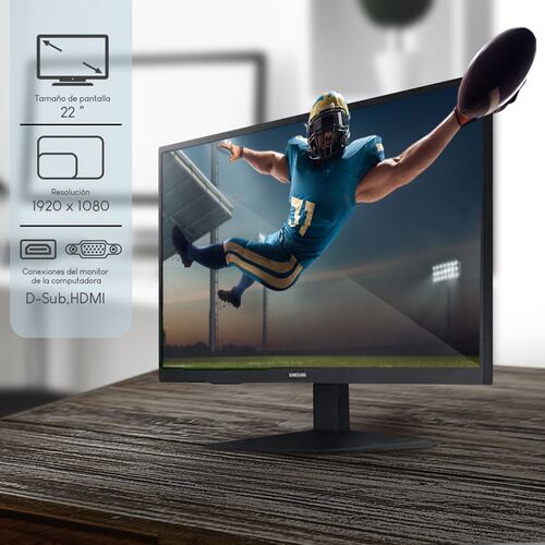 Monitor Samsung S33A Essential 22Pulg FHD 60hz 5ms HDMI VGA Plano Black LS22A336NHLXZX.