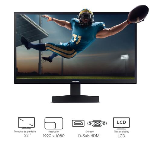 Monitor Samsung S33A Essential 22Pulg FHD 60hz 5ms HDMI VGA Plano Black LS22A336NHLXZX.