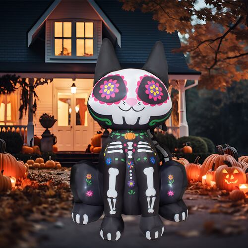 Inflables De Halloween en Forma de Gato Catrin 1.80cm, Grande con Luces LED