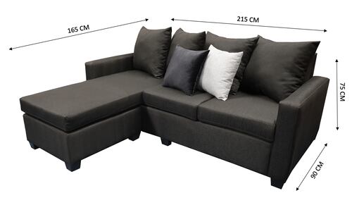 Sala Esquinera Modular Ares, 215x165 cm, Lado derecho e Izquierdo, Lino nacional Negro El Bazar Store.