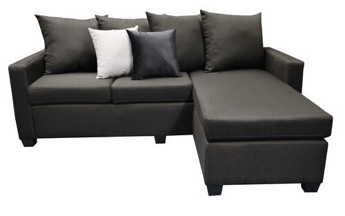 Sala Esquinera Modular Ares, 215x165 cm, Lado derecho e Izquierdo, Lino nacional Negro El Bazar Store.