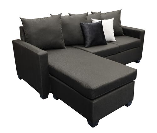 Sala Esquinera Modular Ares, 215x165 cm, Lado derecho e Izquierdo, Lino nacional Negro El Bazar Store.