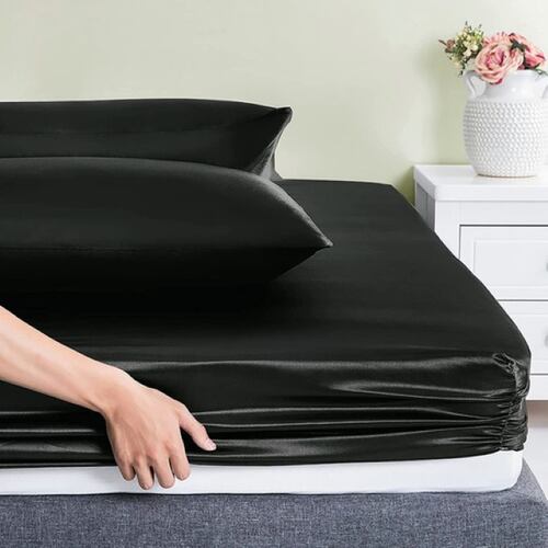 Sabana Lujosa De Satin King Size Negro