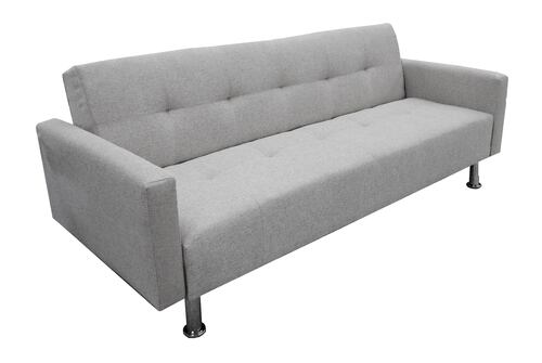 Sofá Cama Reclinable Paris Lino Plata, Brazos separados, Futon 3 Posiciones El Bazar Store .