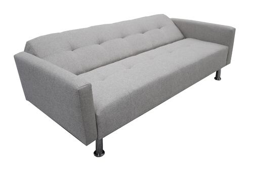Sofá Cama Reclinable Paris Lino Plata, Brazos separados, Futon 3 Posiciones El Bazar Store .