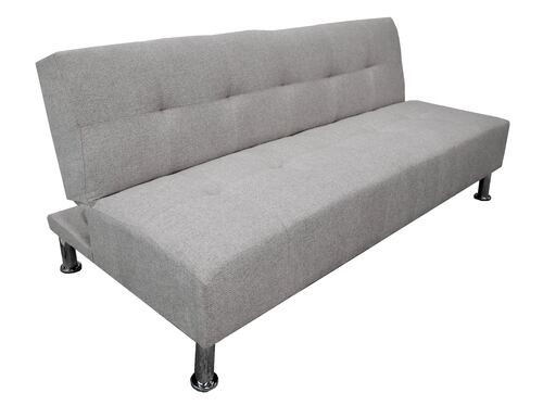 Sofá Cama Reclinable Paris Lino Plata, Brazos separados, Futon 3 Posiciones El Bazar Store .