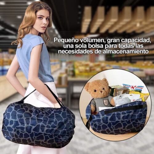 Bolsa De Compras De Supermercado Portátil Plegable Manchas Azules 