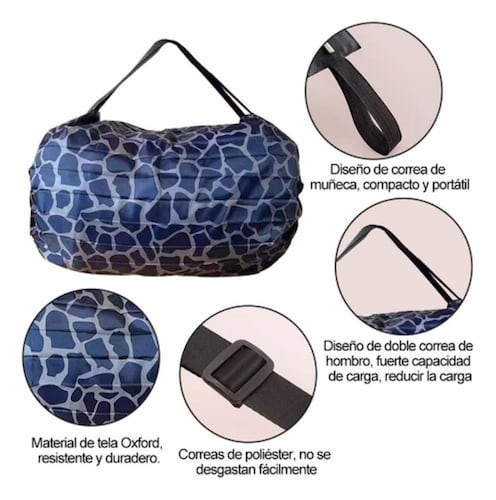 Bolsa De Compras De Supermercado Portátil Plegable Manchas Azules 