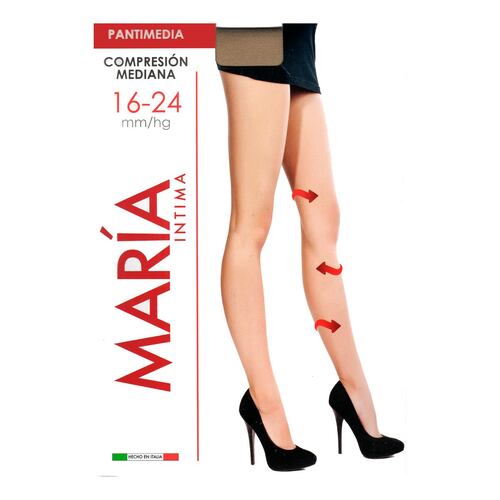 Pantimedia de compresion mediana que ayuda a mejorar la circulacion sanguinea en las piernas. Marca: MI Medias..