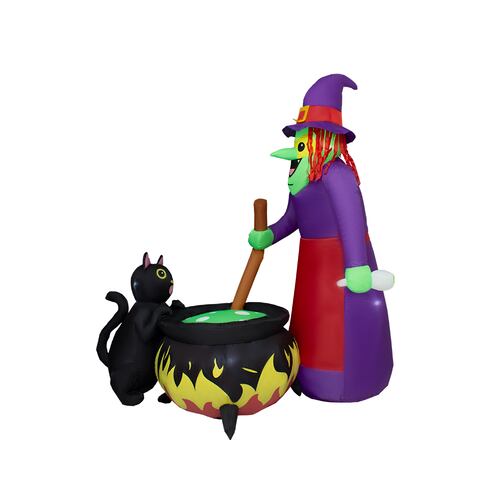Inflables De Halloween en Forma de Bruja con caldero 1.80cm Grande con Luces LED
