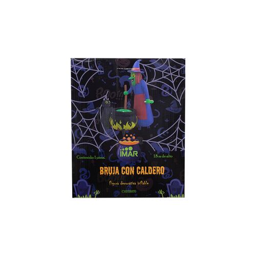 Inflables De Halloween en Forma de Bruja con caldero 1.80cm Grande con Luces LED