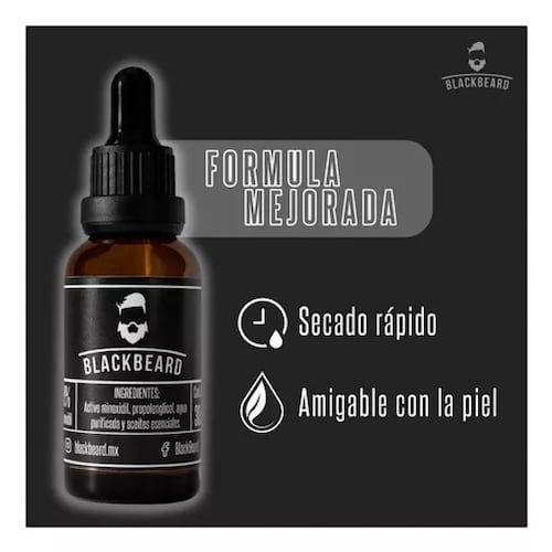 Minoxidil Al 10% Blackbeard Adicionado Con Cafeina 2 piezas .