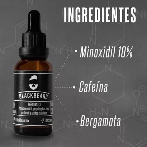 Minoxidil Al 10% Blackbeard Adicionado Con Cafeina 2 piezas .