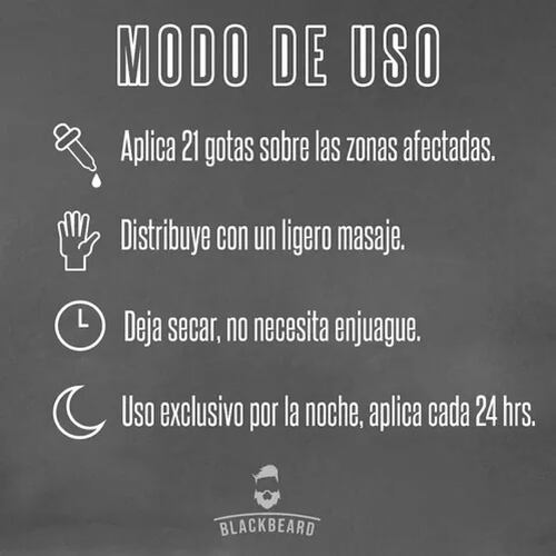 Minoxidil Al 10% Blackbeard Adicionado Con Cafeina 2 piezas .