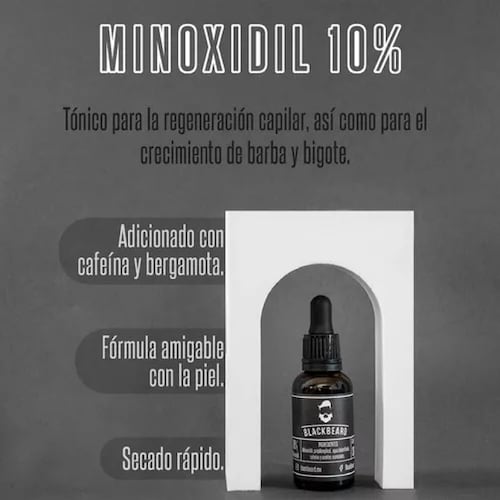 Minoxidil Al 10% Blackbeard Adicionado Con Cafeina 2 piezas .