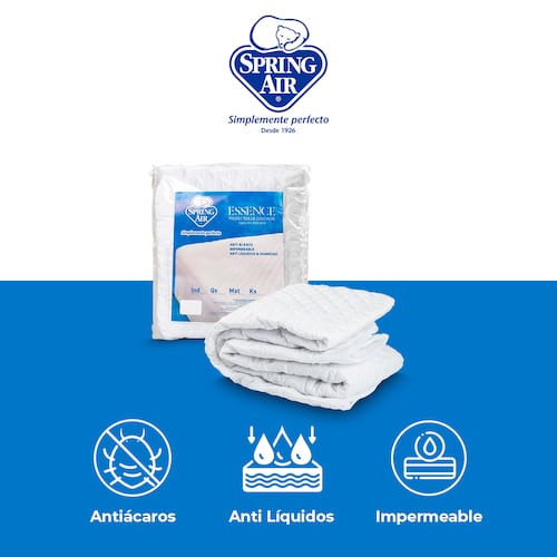 Colchón King Size Spring Air Smith + 1 Protector King + 2 Almohadas