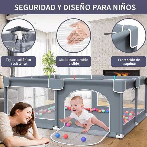 Corral para juegos de bebé amplio ideal para gateo y primeros pasos.