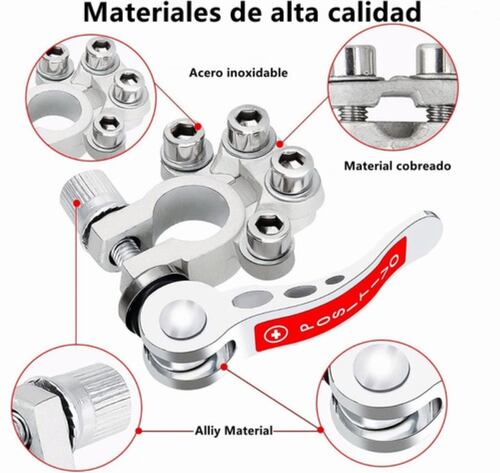2x Terminales Conector Batería Porosa De Cabeza Pila Coche Plata