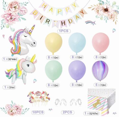 Decoración De Cumpleaños De Unicornio Para Niña, Mantel De F