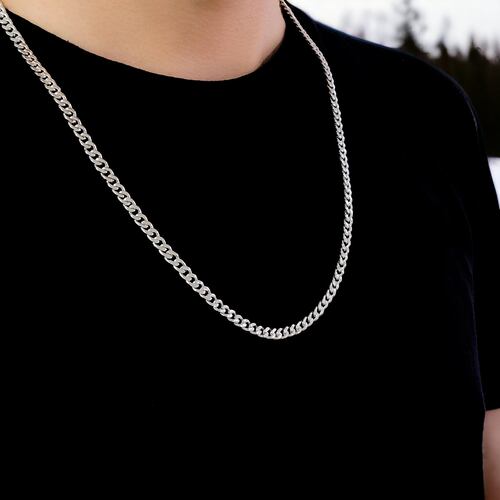 Cadena cubana Plata .925 de Hombre Hecha a Mano.