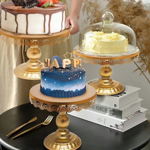 Juego De Soportes De Metal Para Pasteles Y Postres, 7 Pzs. Dorado