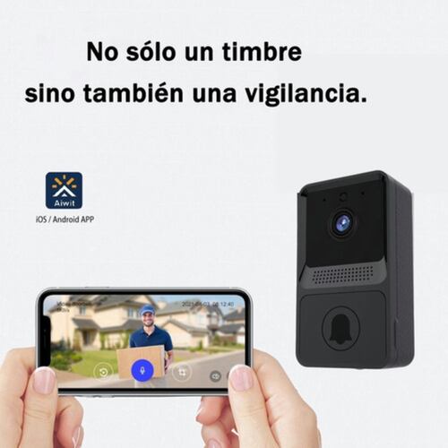 Timbre Con Video Inteligente Wifi Inalámbrica Audio Cámara negro